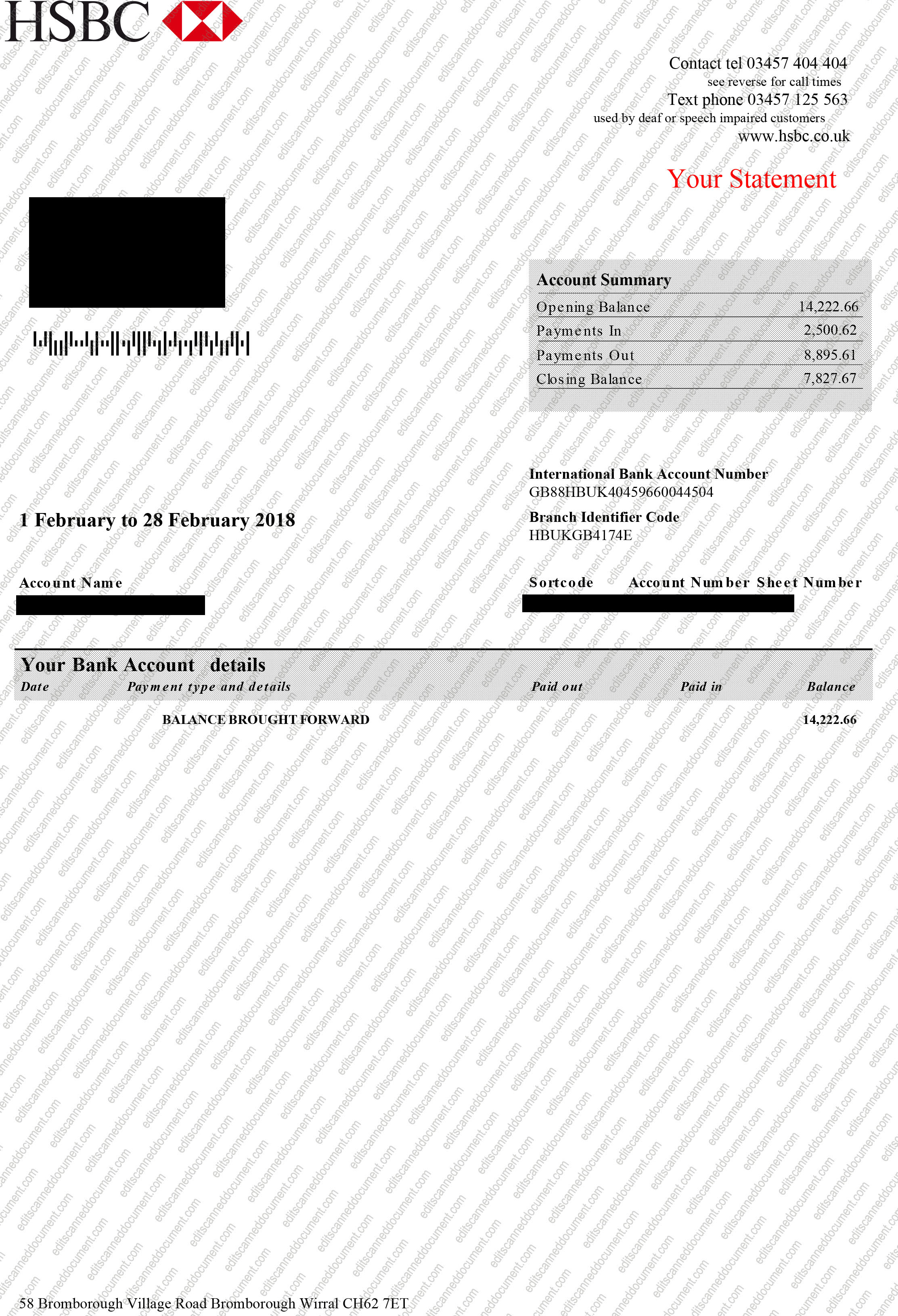 HSBC Bank Sample Document
