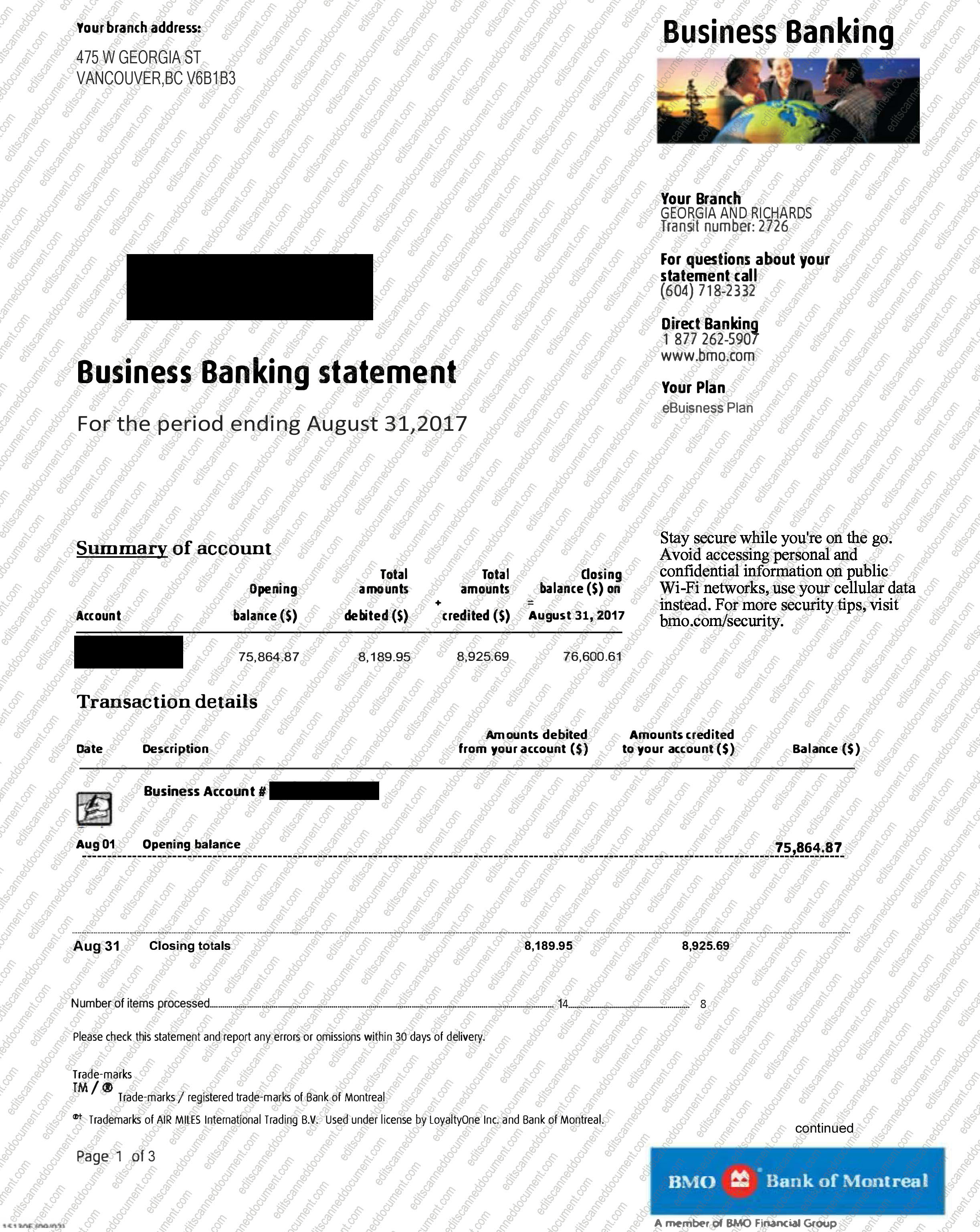 Bank of Montreal (BMO) Sample Document