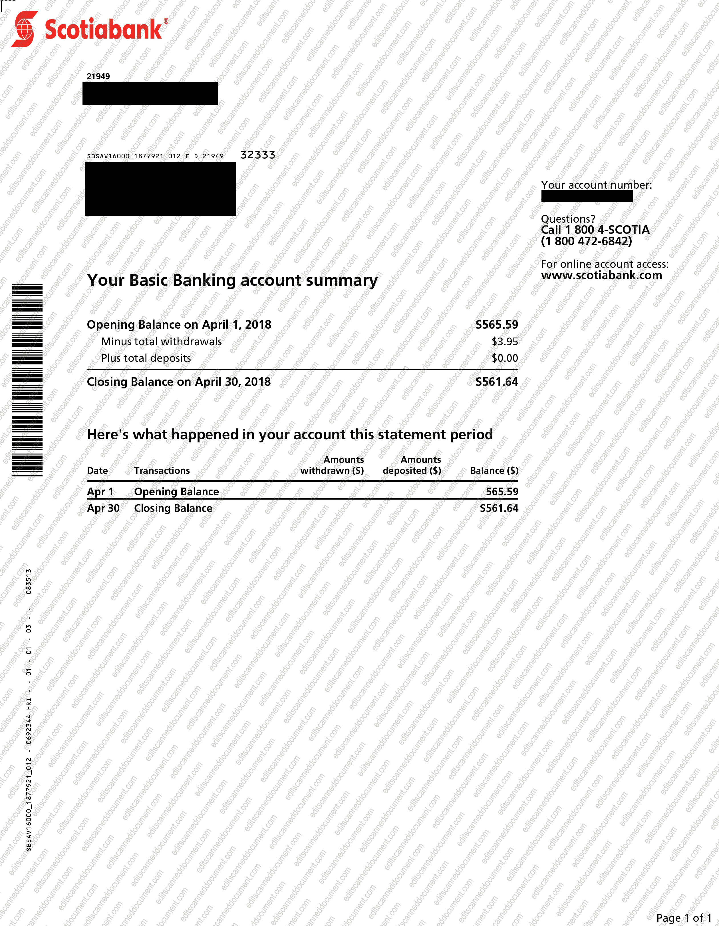 Scotia Bank Sample Document