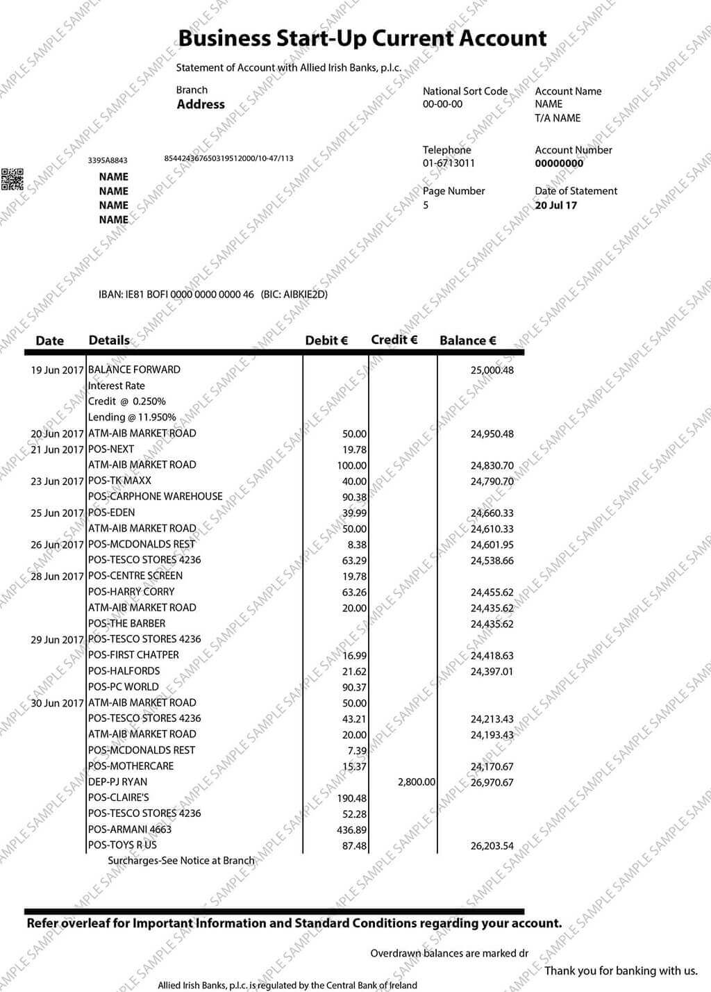 AIB Ireland Page 2 Sample Document