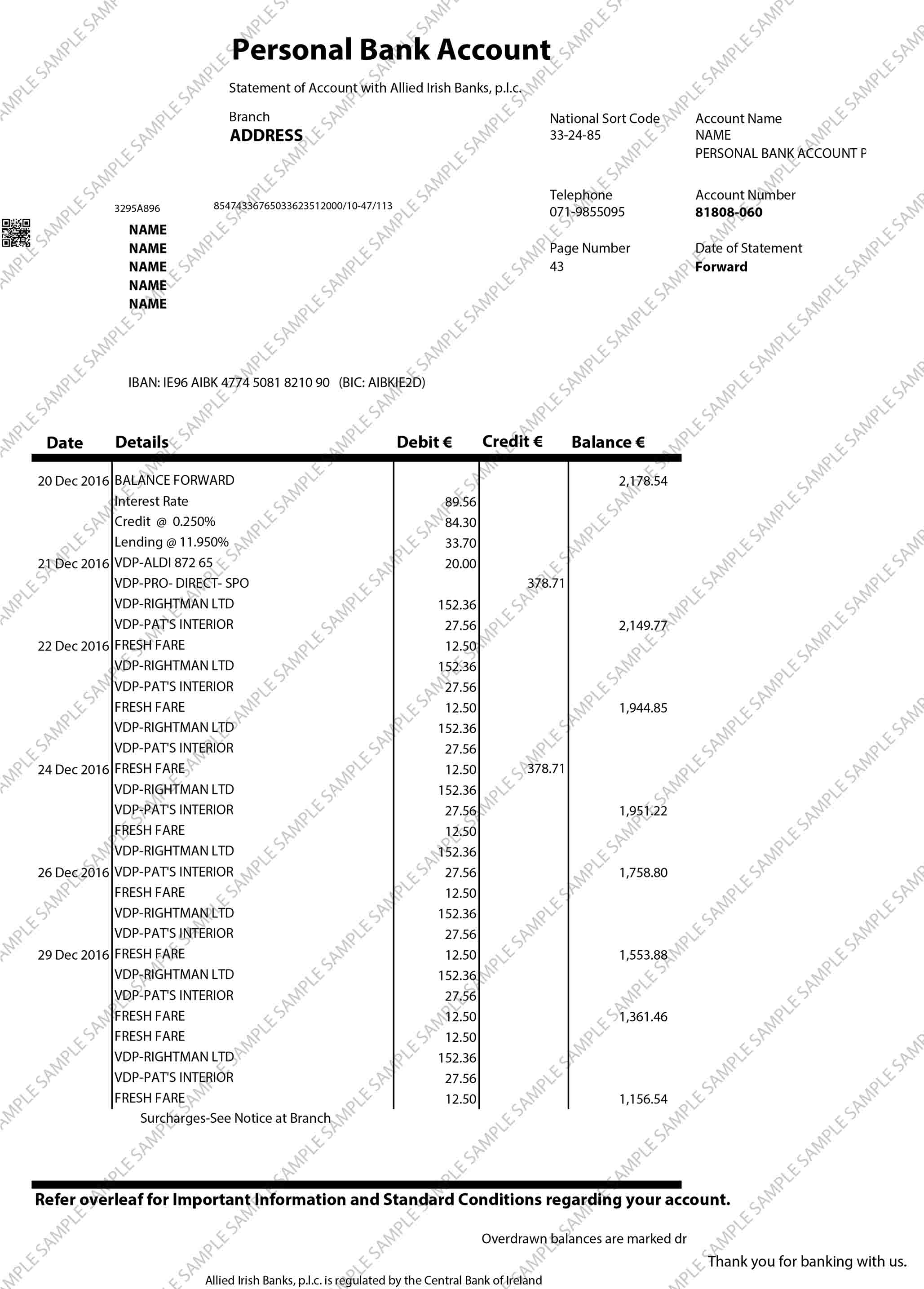 AIB Ireland Page 1 Sample Document