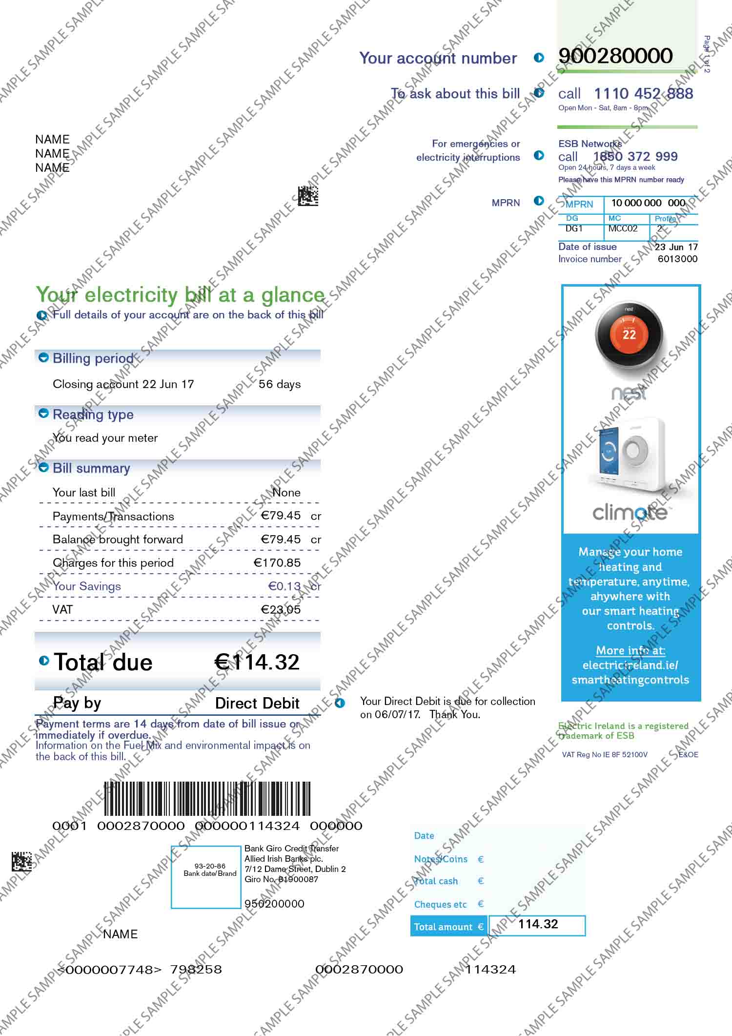 Electric Ireland Sample Document