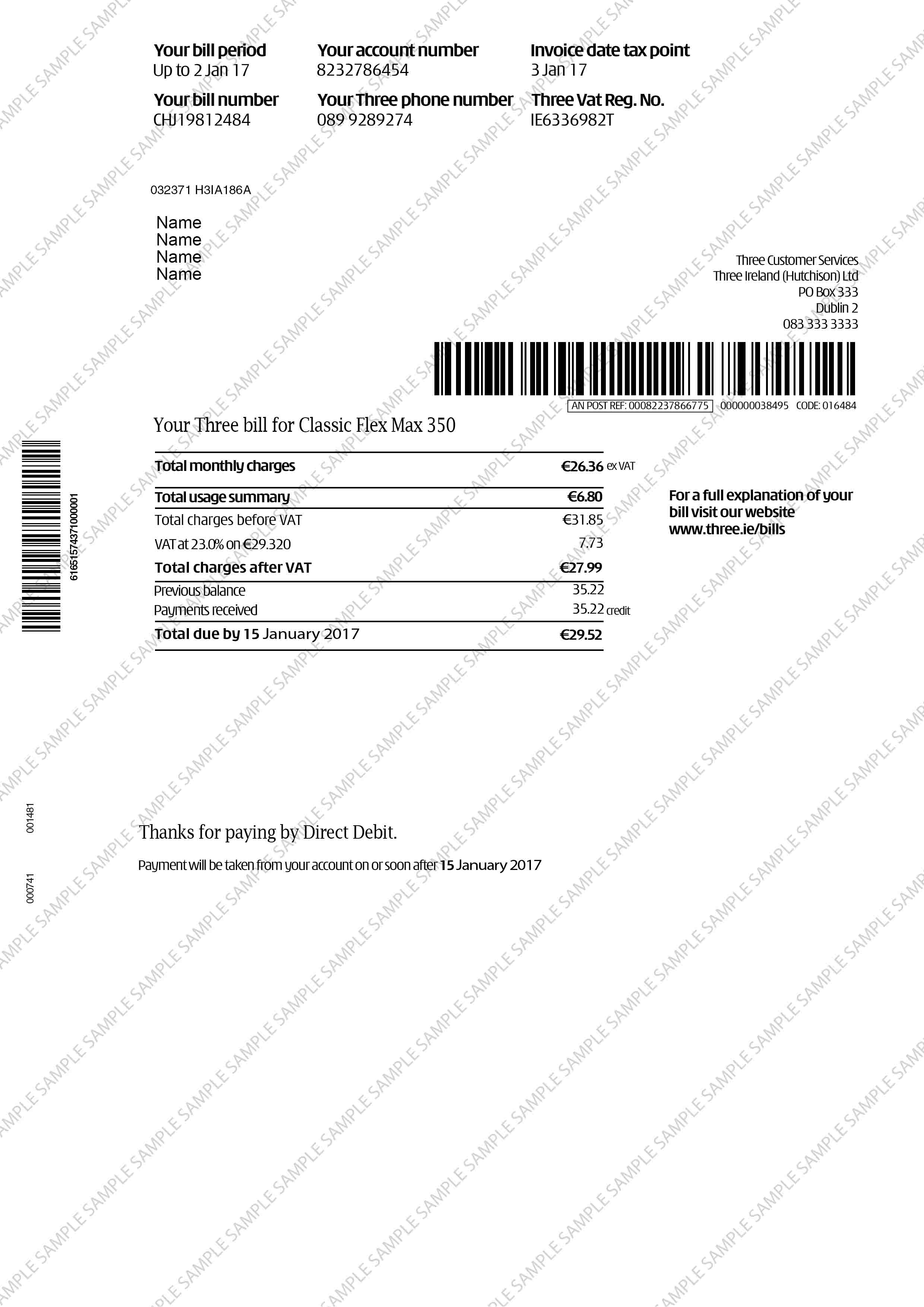 Three Ireland Sample Document