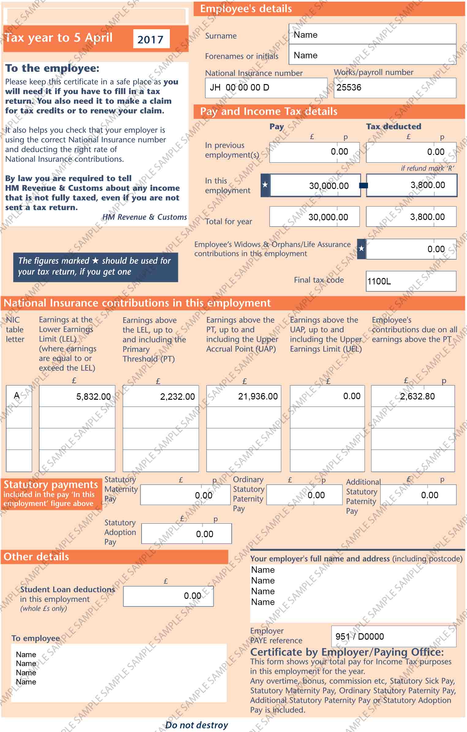 P60 Sample Document