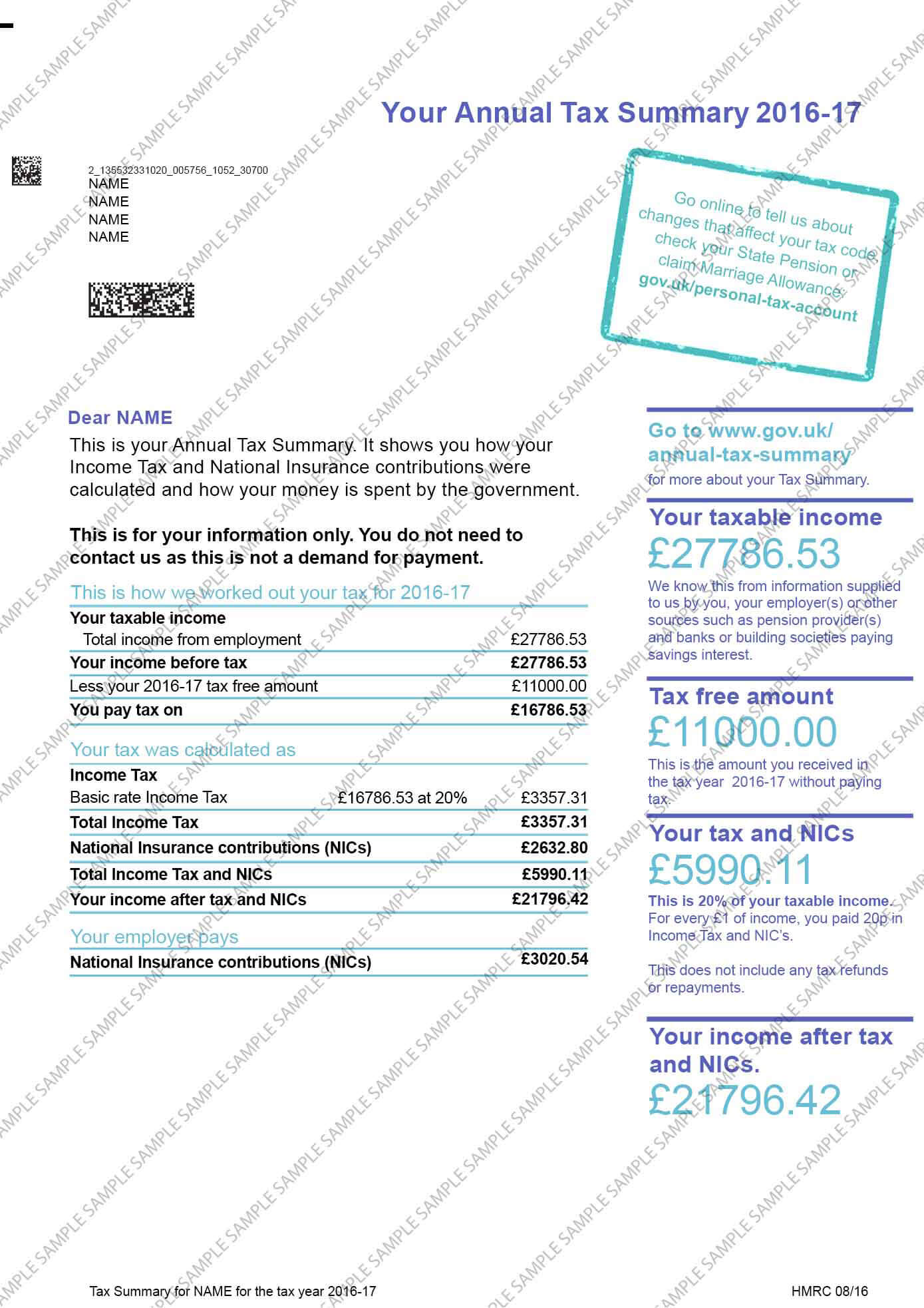 Tax Summary Sample Document