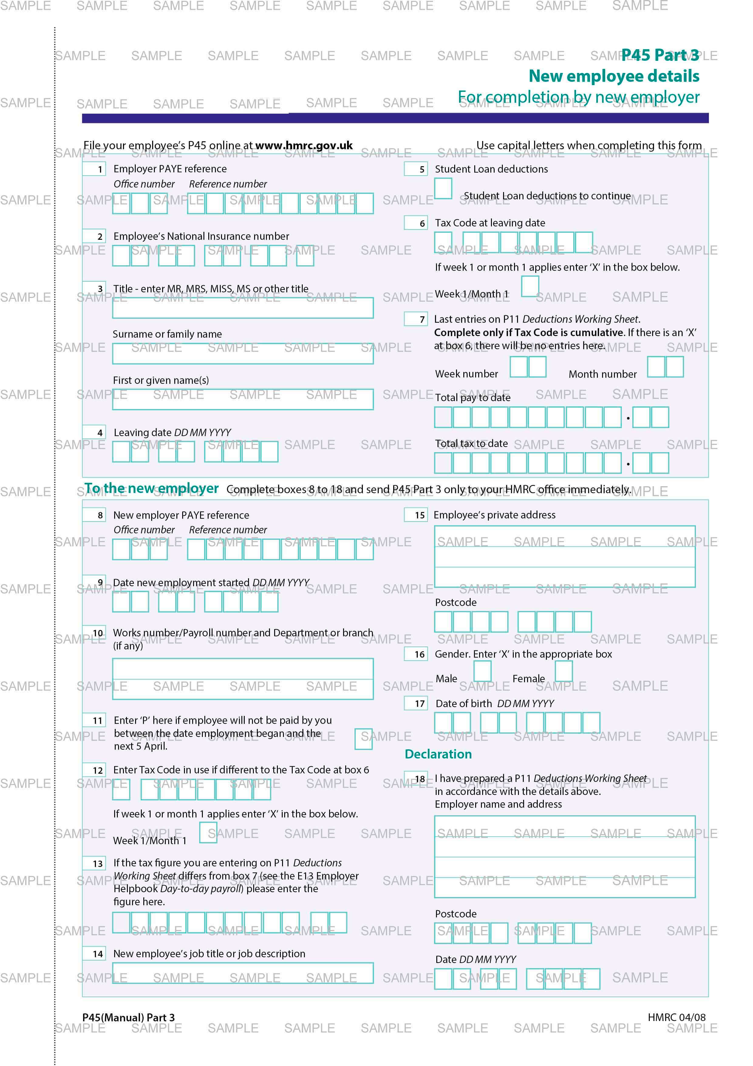 P45 Part 3 Sample Document
