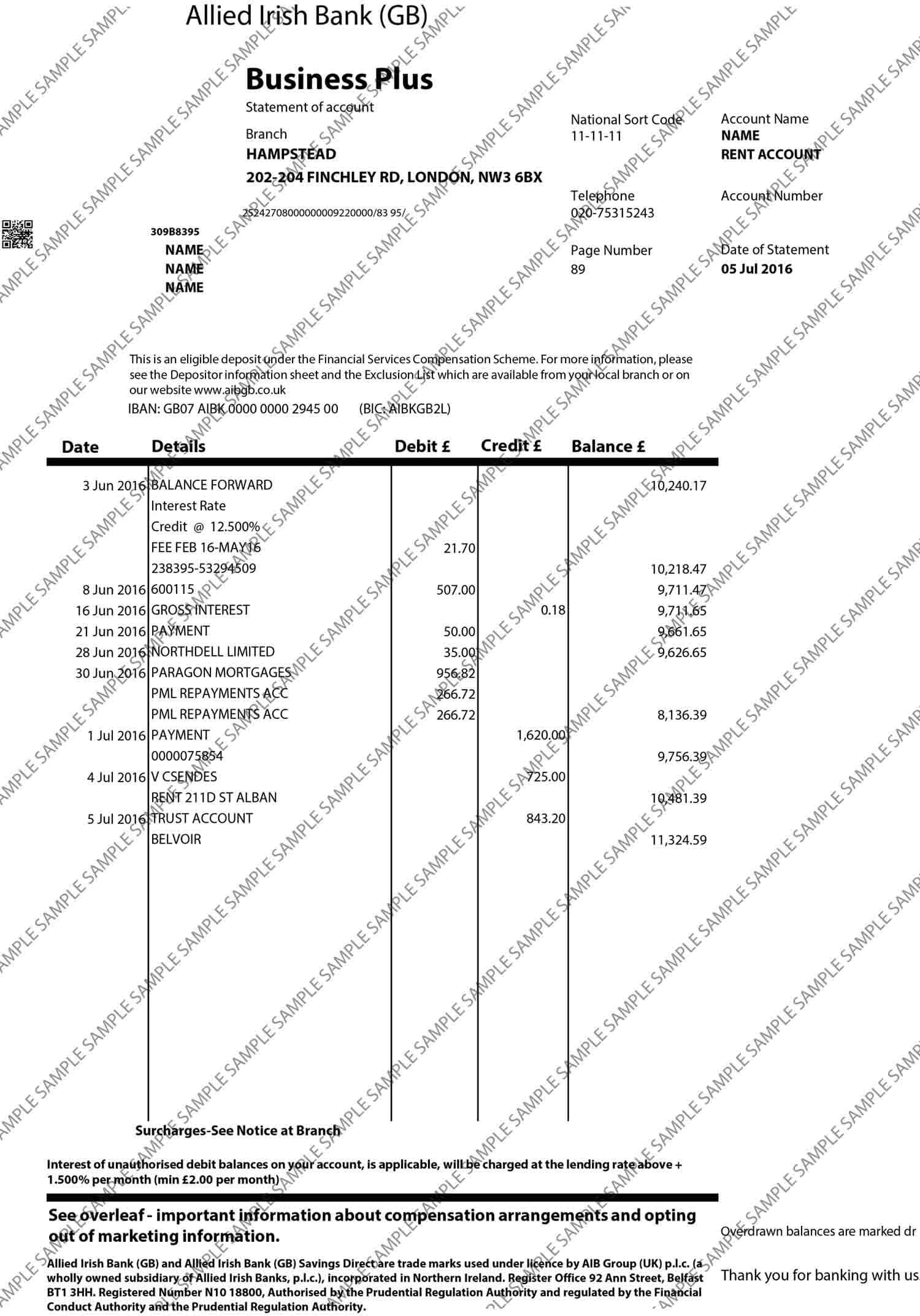 AIB UK 2 Sample Document