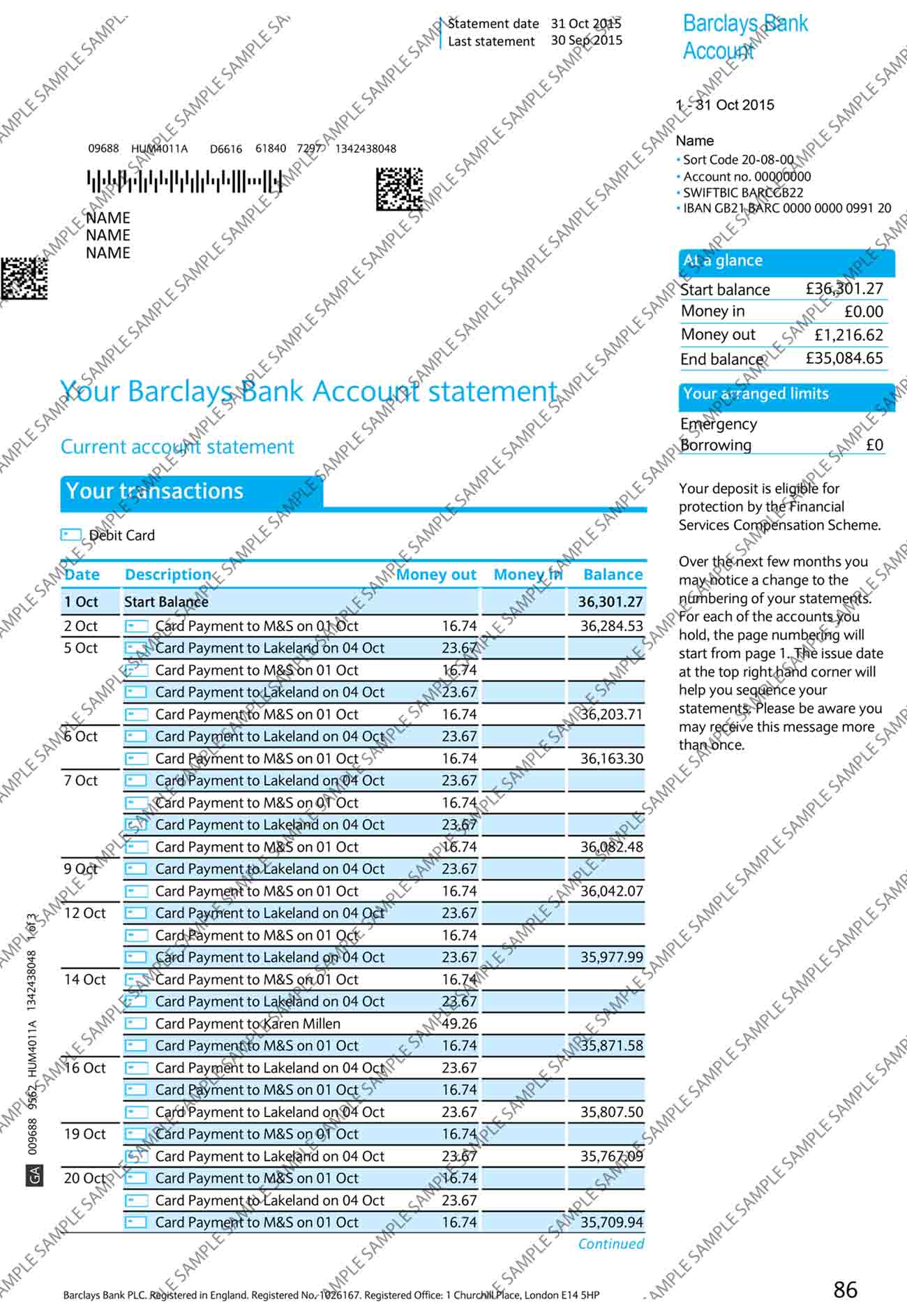 Barclays Current Sample Document