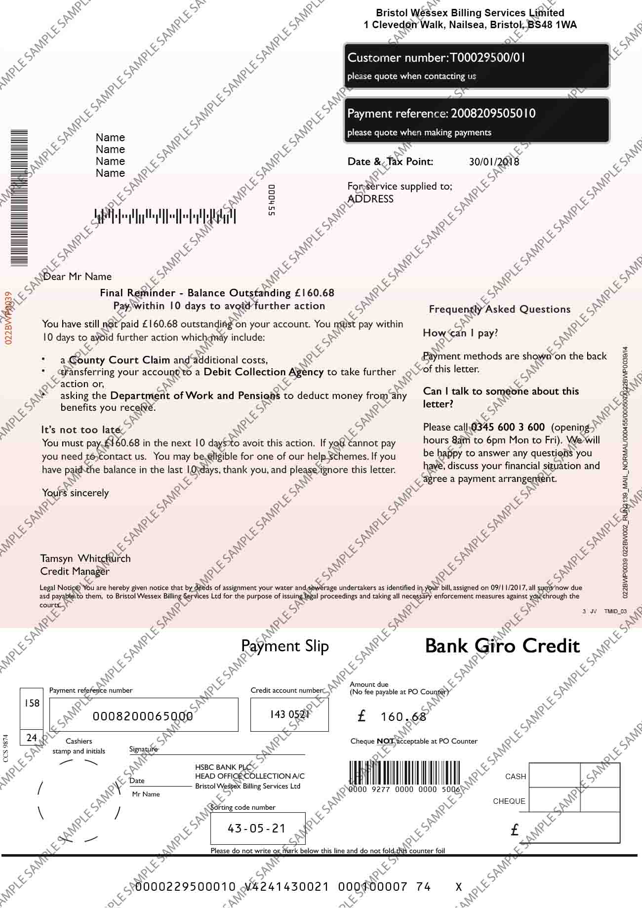 Bristol Water Sample Document