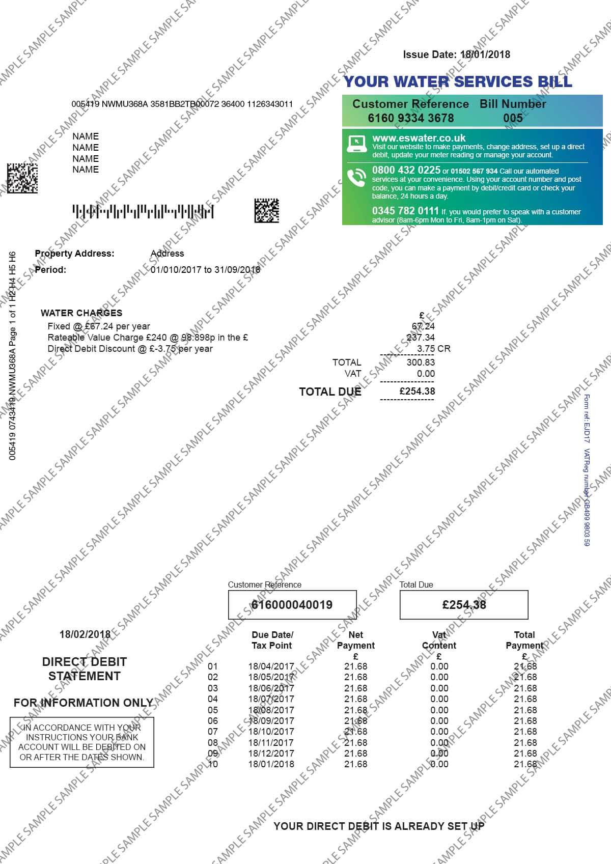 Essex & Suffolk Water Sample Document