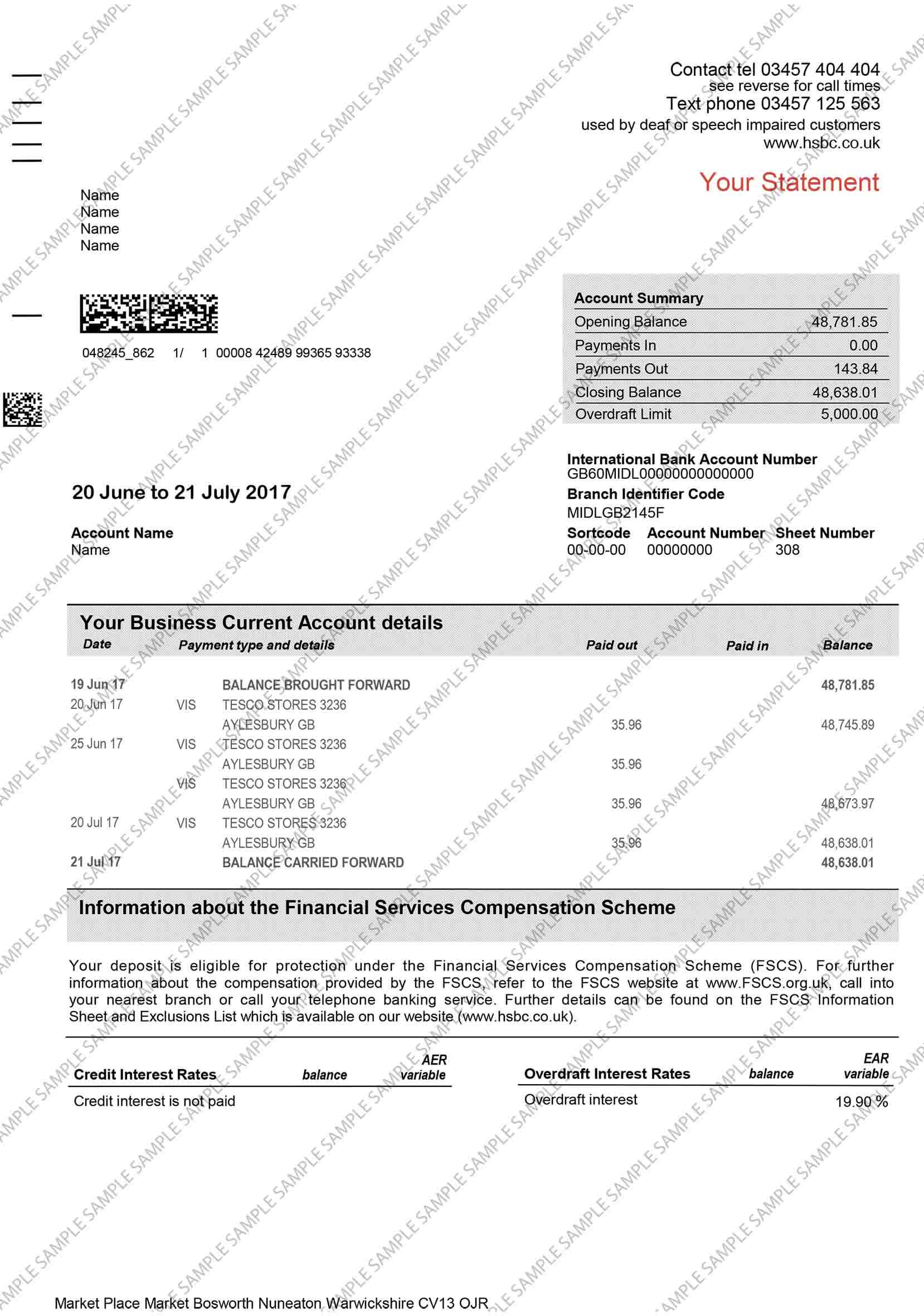 HSBC Business Sample Document