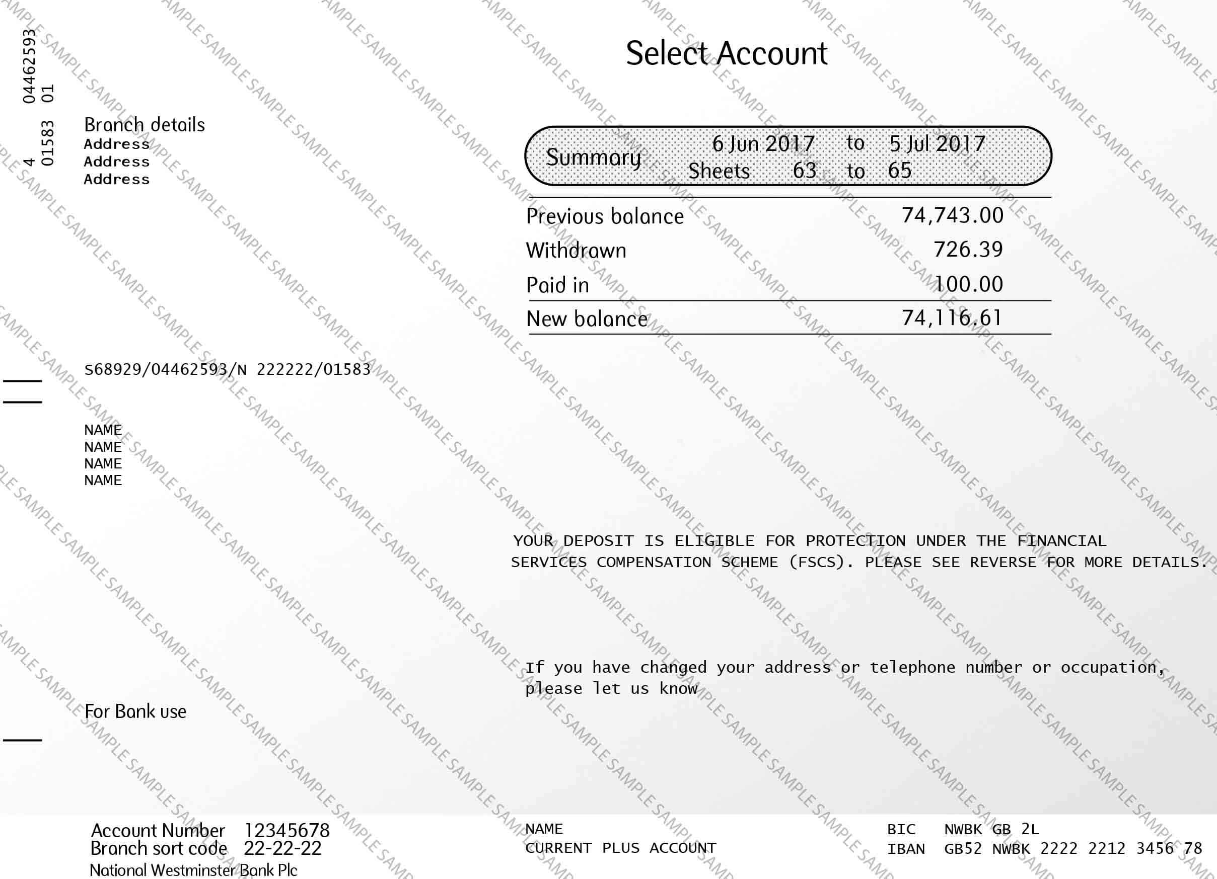 NatWest Sample Document