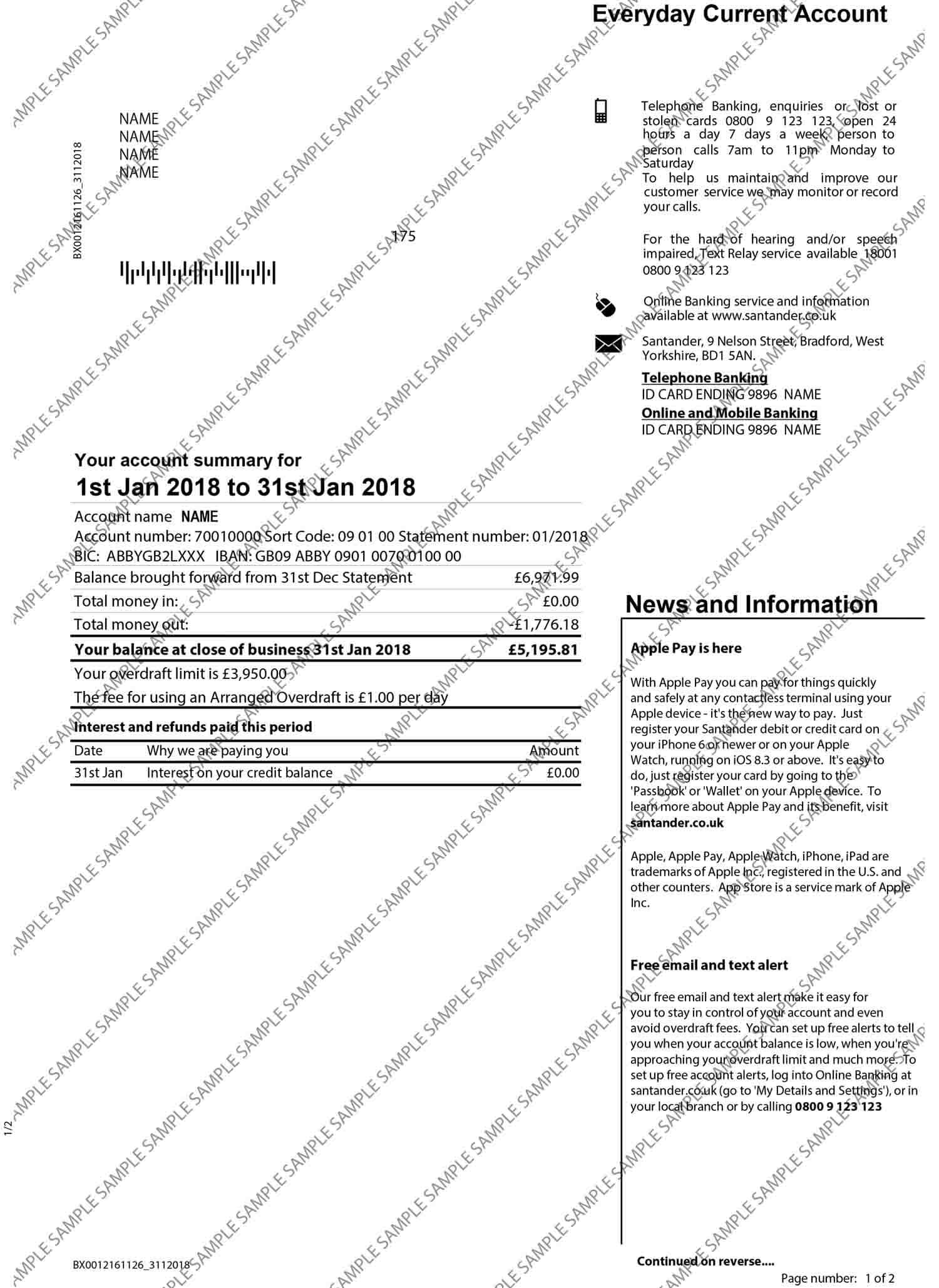 Santander Sample Document