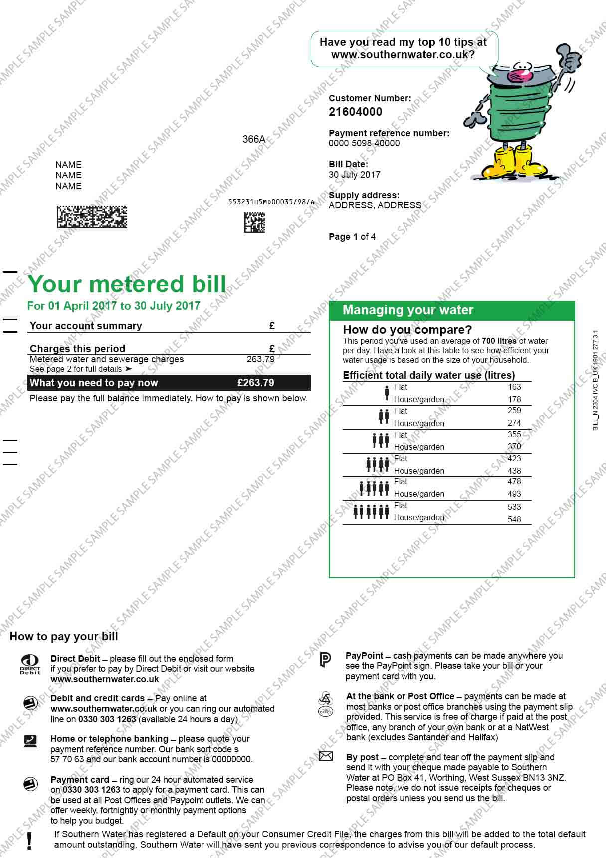 Southern Water Sample Document