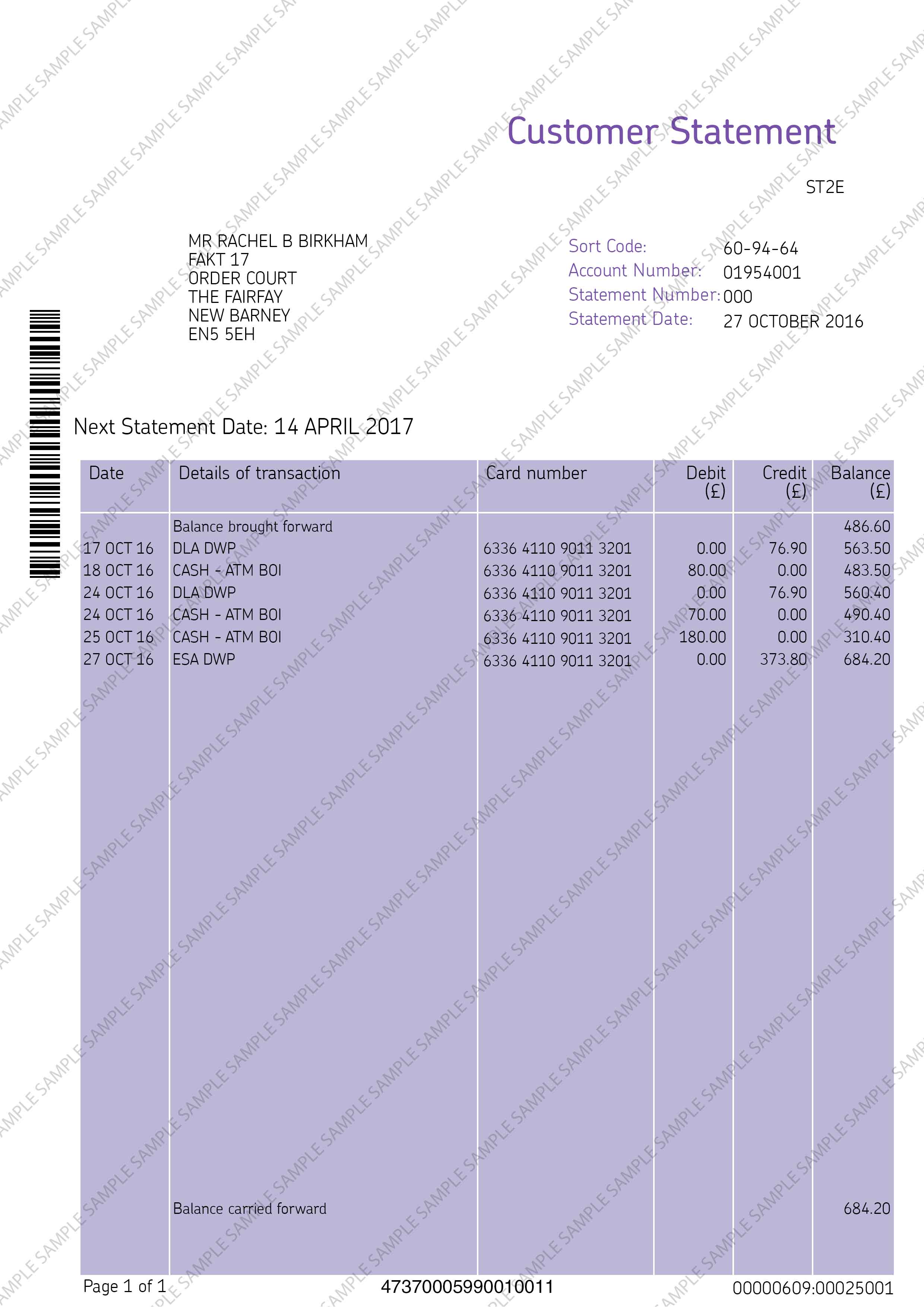 Post Office Sample Document