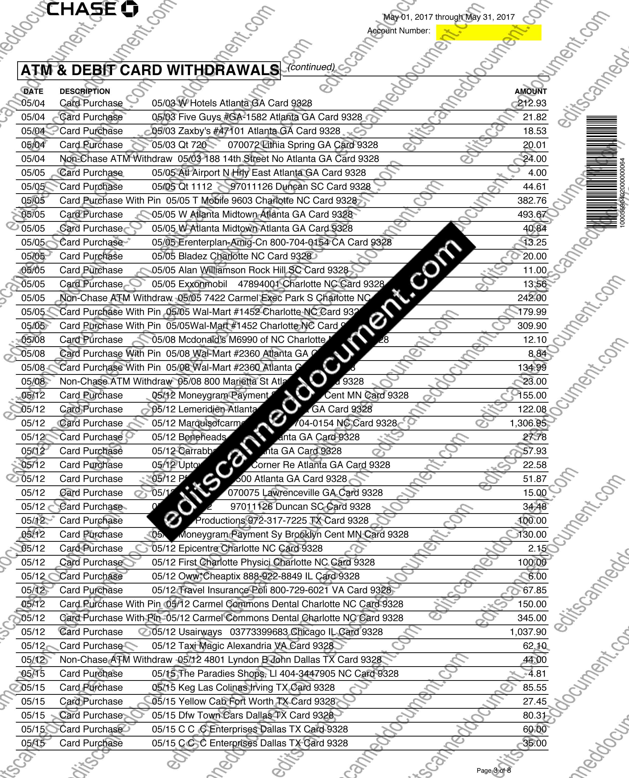 Chase Page 3 Sample Document