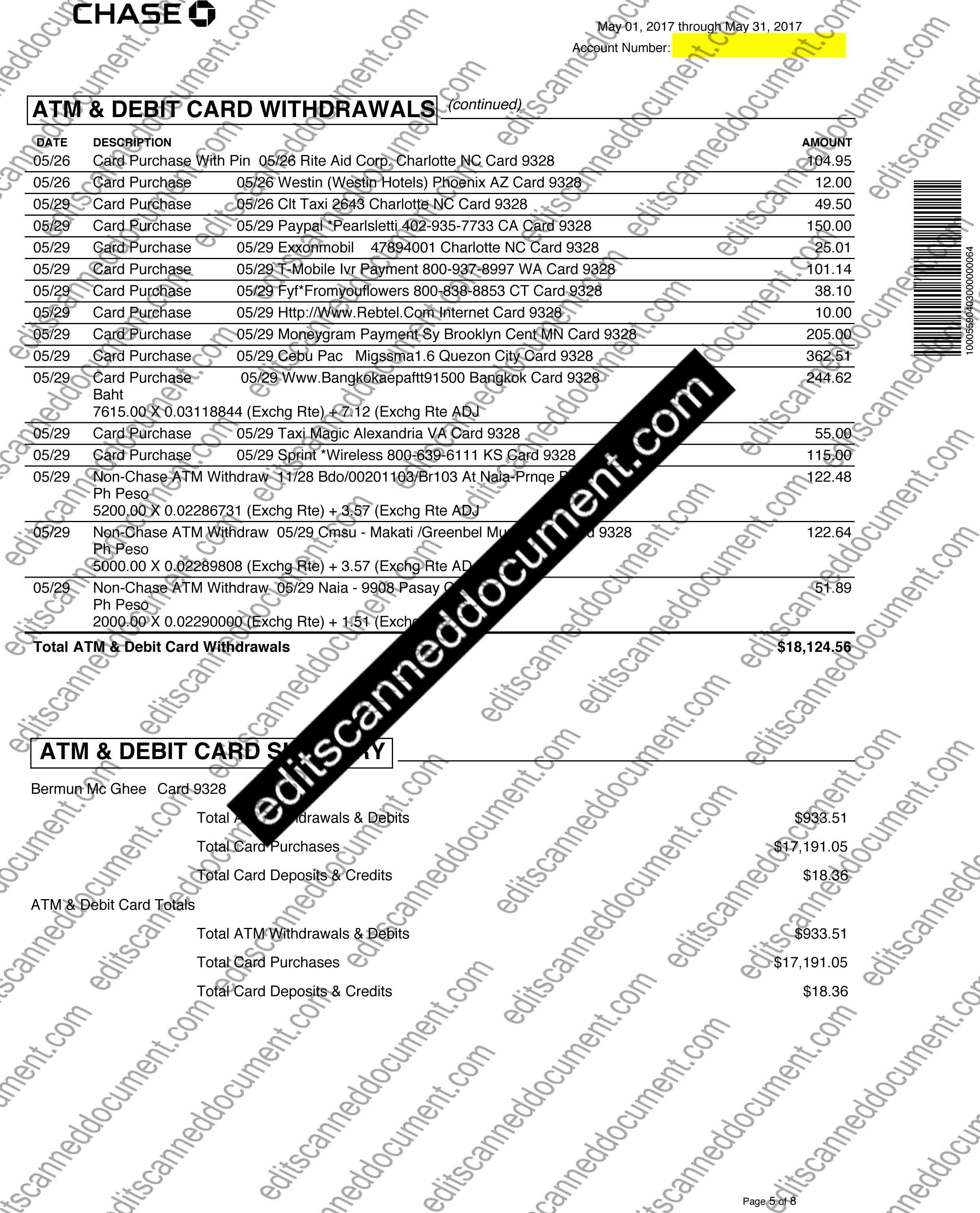 Chase Page 5 Sample Document