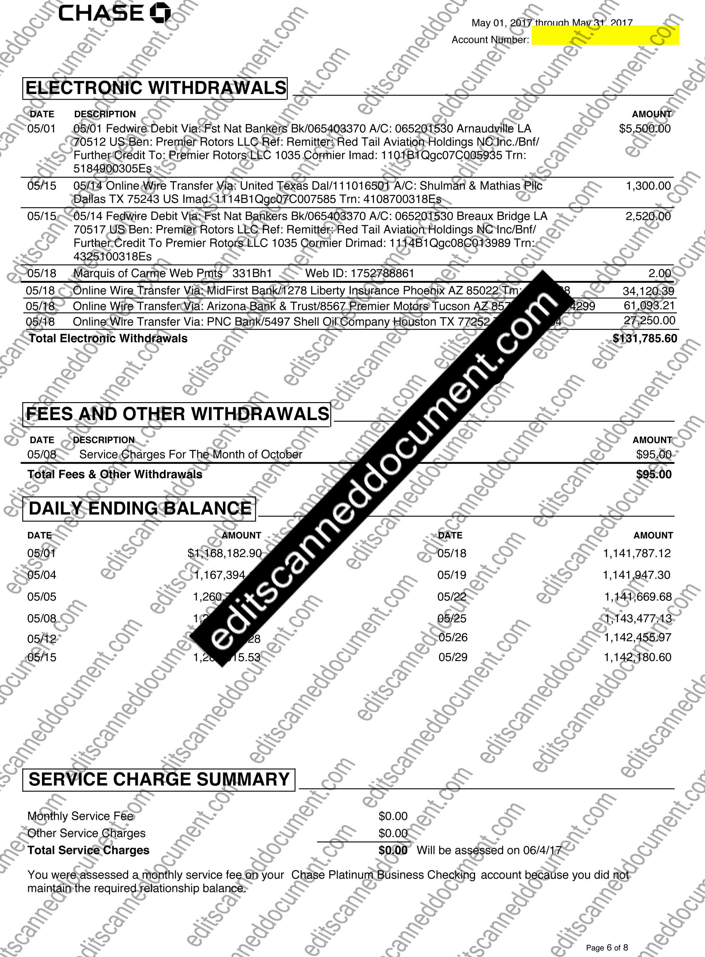 Chase Page 6 Sample Document